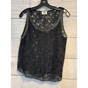 Tree of Life Lace Sleeveless Top With Chain Detail Size M